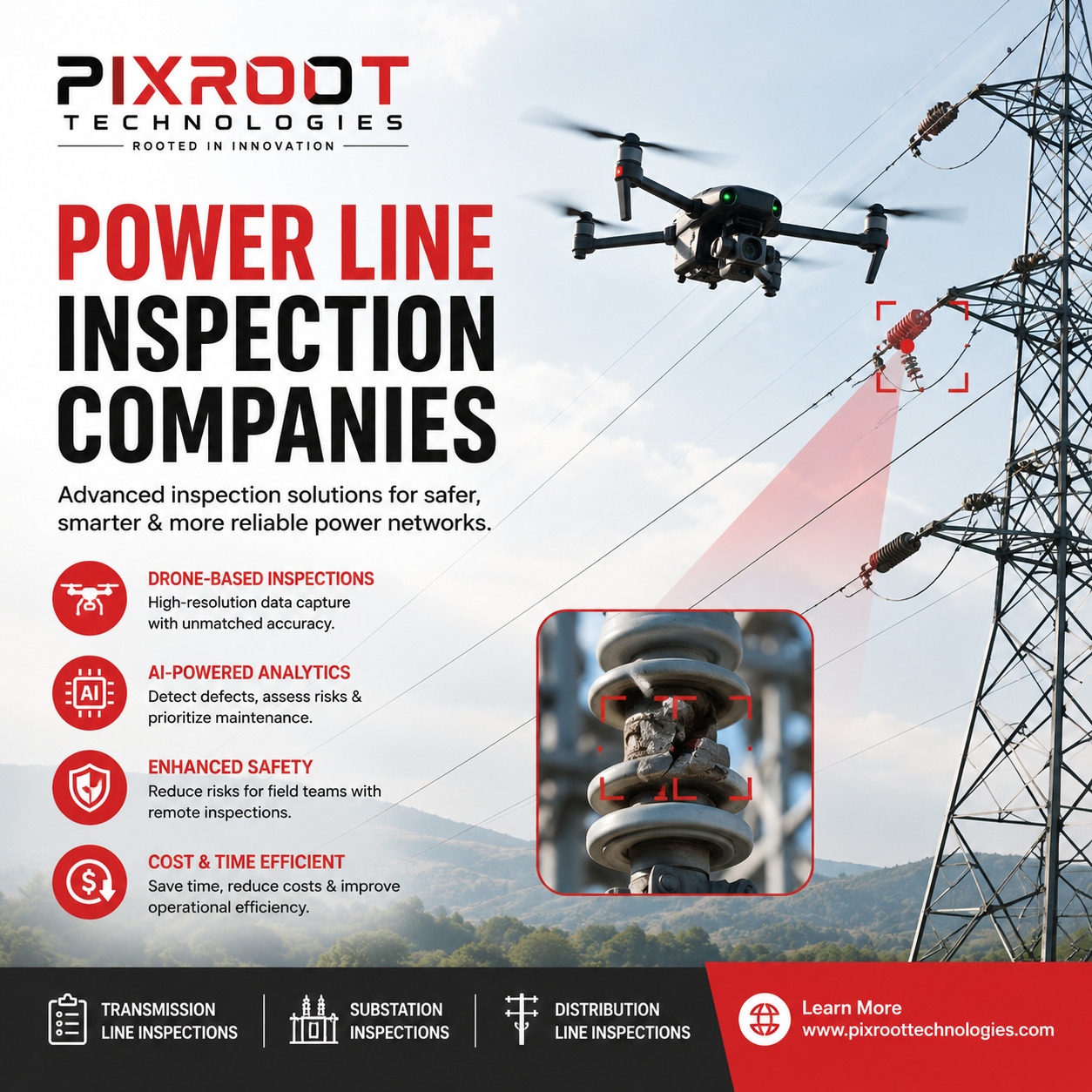 Reliable Power Line Inspection Companies – Pixroot Technologies