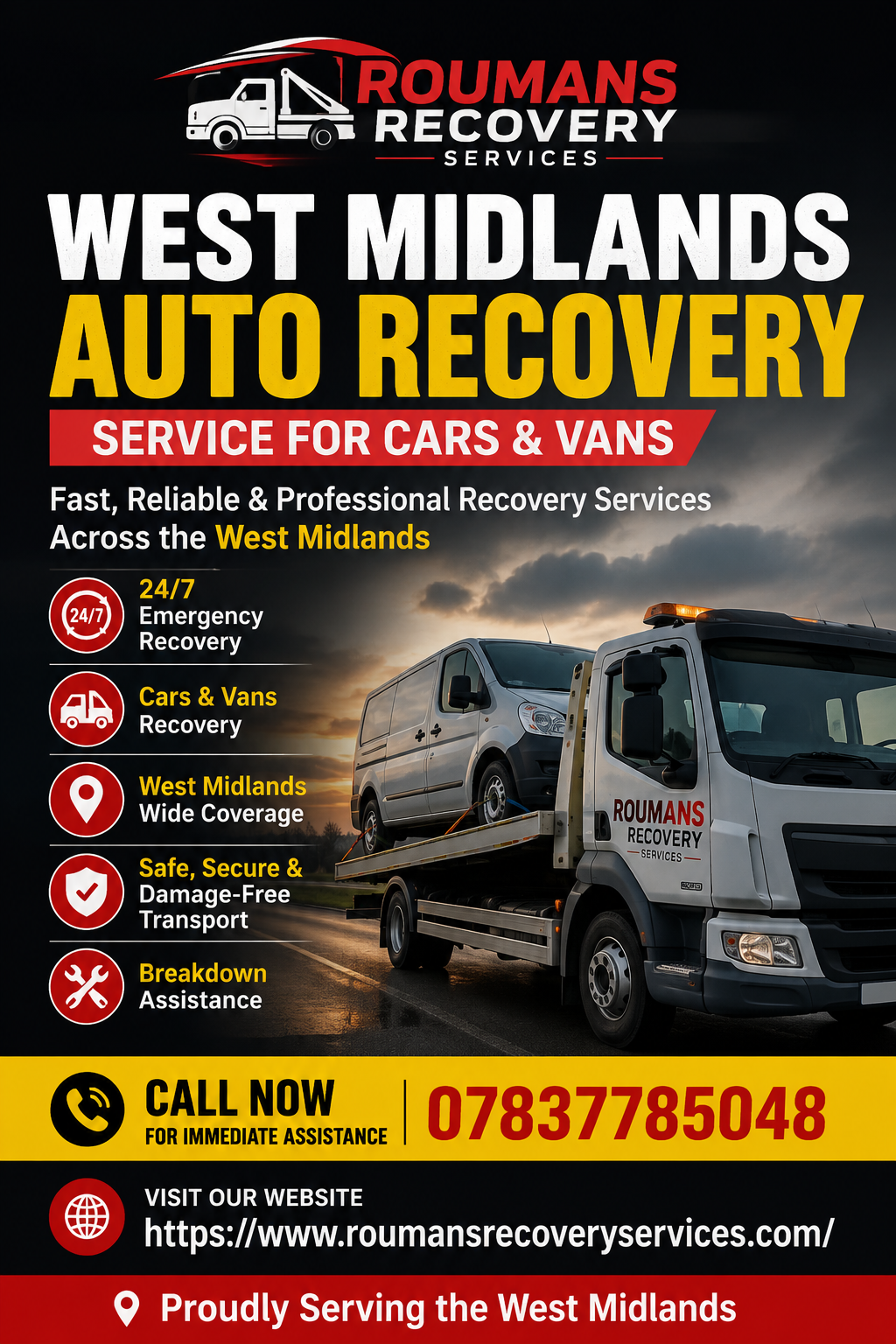 West Midlands Auto Recovery Service for Cars & Vans